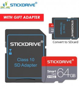 Carte Memoire MicroSD STICKDRIVE 64 GB + Adaptateur